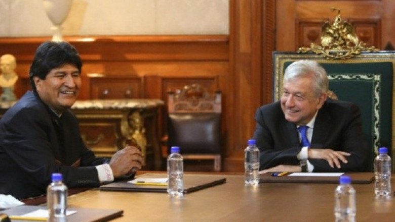 AMLO recibe a Evo Morales en Palacio Nacional