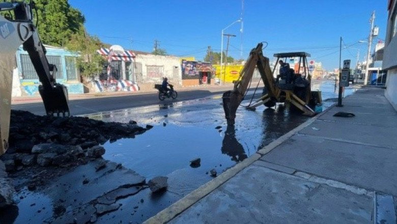 Drenaje colapsa en Guaymas, Sonora; declaran zona de desastre