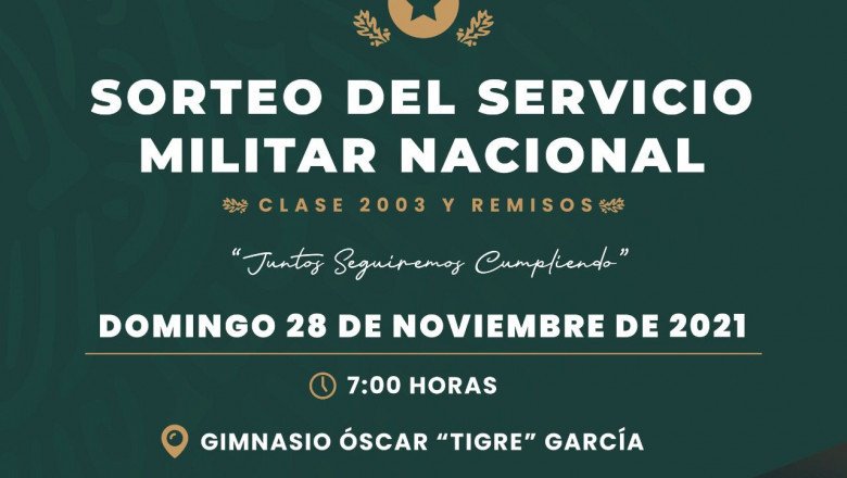 Sorteo para Servicio Militar Nacional, próximo domingo 28 de noviembre
