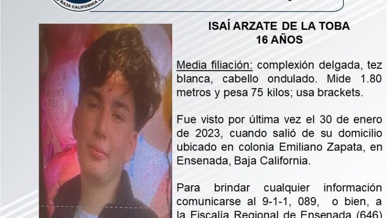 Familiares buscan a Isaí Arzate de 16 años