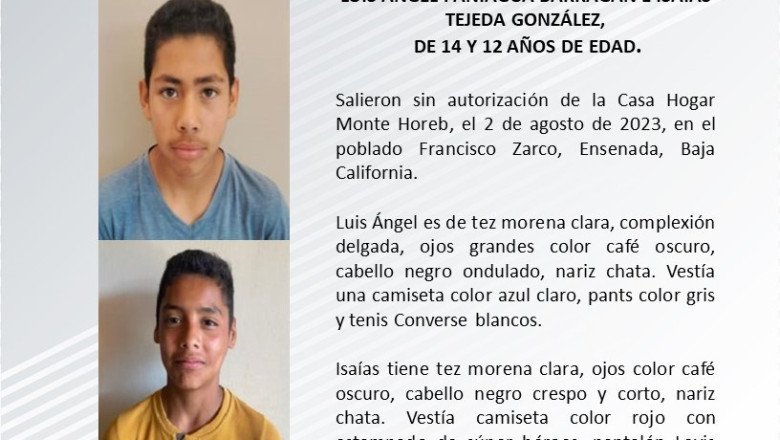 Lanza Fiscalía pesquisa para localizar a dos menores de 14 y 12 años de edad