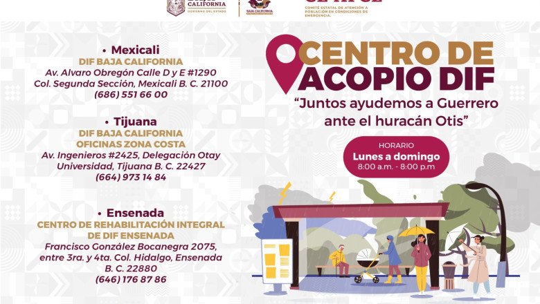 Se habilitan centros de acopio para para ayudar a damnificados por el Huracán “Otis”