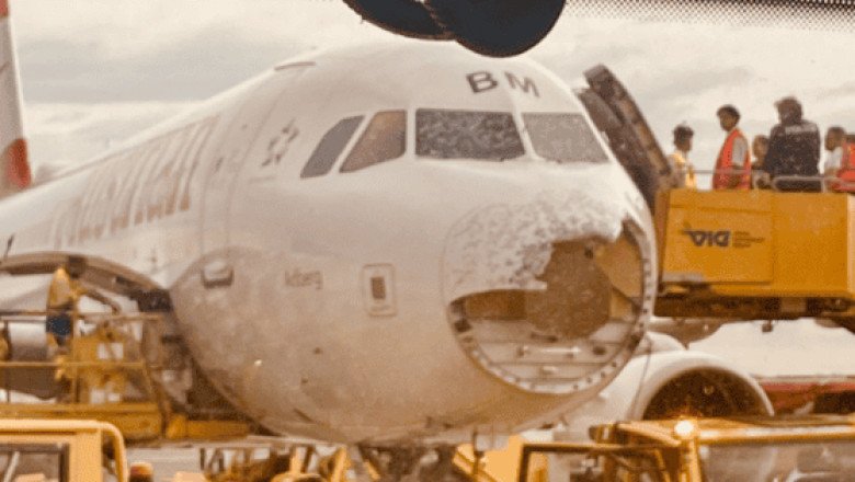 Granizada destroza el parabrisas y la punta de un avión en pleno vuelo