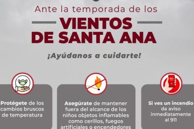 Octubre y noviembre son meses con vientos de Santa Ana