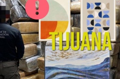 Decomisan droga oculta en cuadros decorativos en Tijuana