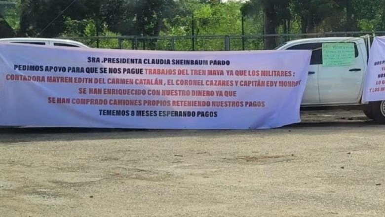 Protestan por falta de pagos en obra del Tren Maya en Yucatán