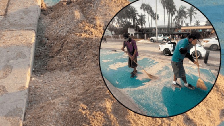 Huracán "Priscilla" deja cubiertas de arena zonas peatonales de Mazatlán