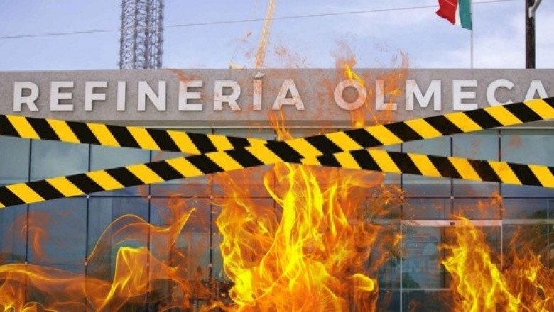 Pemex sofoca incendio en barda perimetral de la Refinería Olmeca