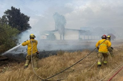 Controla Bomberos de Ensenada incendio Forestal en Guarnición Militar