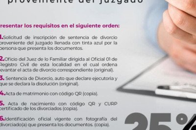 Otorga gobierno de Ensenada 25% de descuento en el registro de sentencia de divorcio