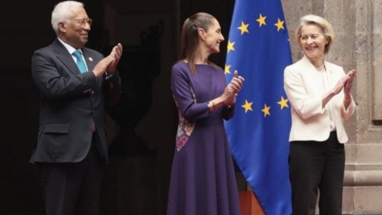 Sheinbaum recibe a representantes de la Unión Europea en Palacio Nacional