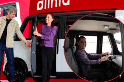 Sheinbaum presenta y conduce Olinia, el primer auto eléctrico mexicano