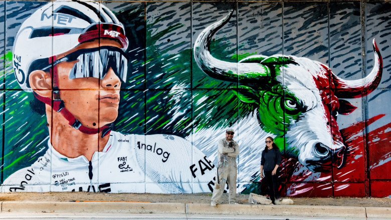 Casi listo el mural dedicado al ciclista Isaac del Toro