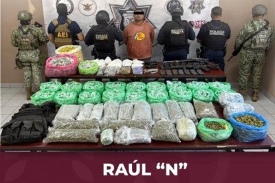 Detiene Fuerza Estatal al "Negro Pimentel” con más de 50 mil dosis  de droga y armas de fuego
